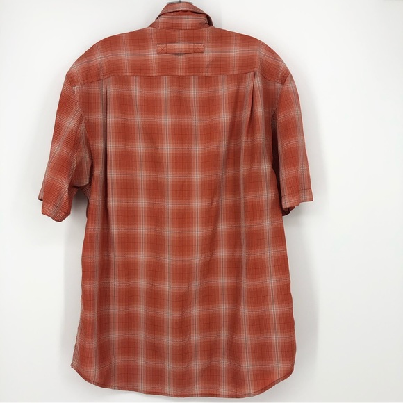 Duluth Men's Short Sleeve Button Down Shirt Orange Plaid Lightweight Size M - Picture 2 of 3